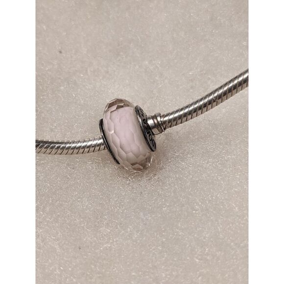 New Pandora Faceted Transparent Pale Pink Murano Bead - BEAUTIFUL!!! - Picture 1 of 3